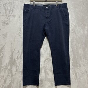 Massimo Dutti‎ Men's Navy Blue Flat Front Pants Size 38 Slim Fit Cotton Blend